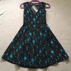 Sourpuss atomic starburst pinup cocktail dress NWT
